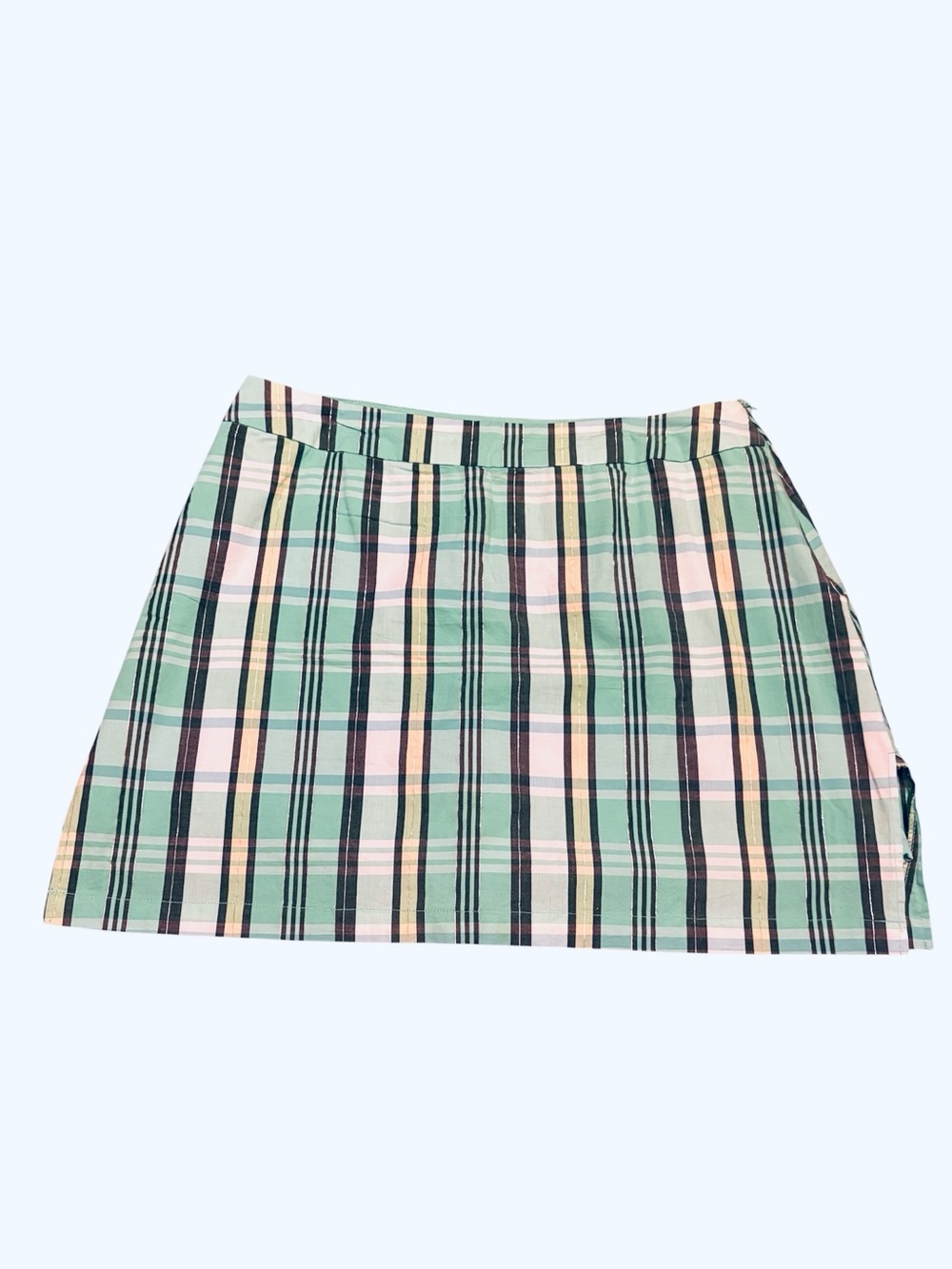 Allyson Whitmore Plaid Mini Golf Skirt in Mint and Pink - Women